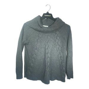 SUNG Alred Sung Womens Cowl Neck Sweater Cable Knit Gray Coastal